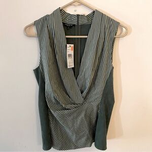 LAFAYETTE 148 GREEN STRIPED WRAP VEST, Sz 4 (1013)